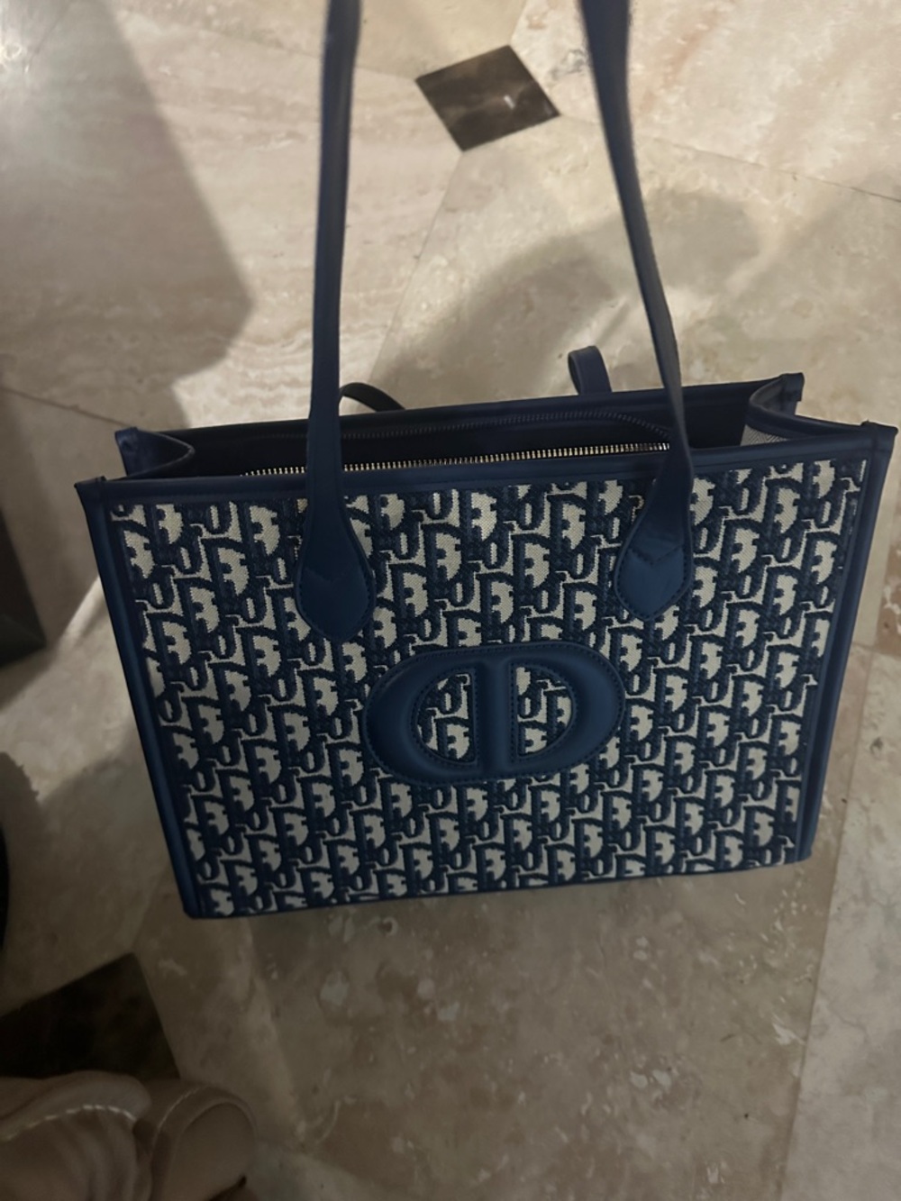 ‼️WOW‼️CD La FEMME TOTE Bag Navy and Cream Oblique Canvas Tote‼️ - Picture 9 of 10